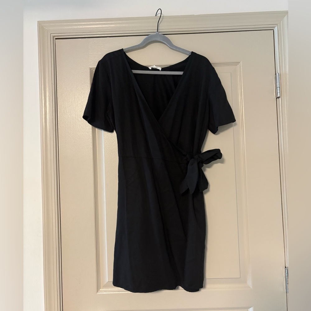 Black Wrap Multi-Way Short Sleeve Dress